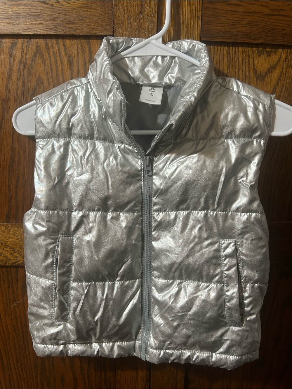 Xersion Silver Metallic Puffer Vest for Kids